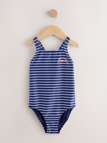 Navy Stripe Double Strap Swimsuit (3-16yrs) image 5