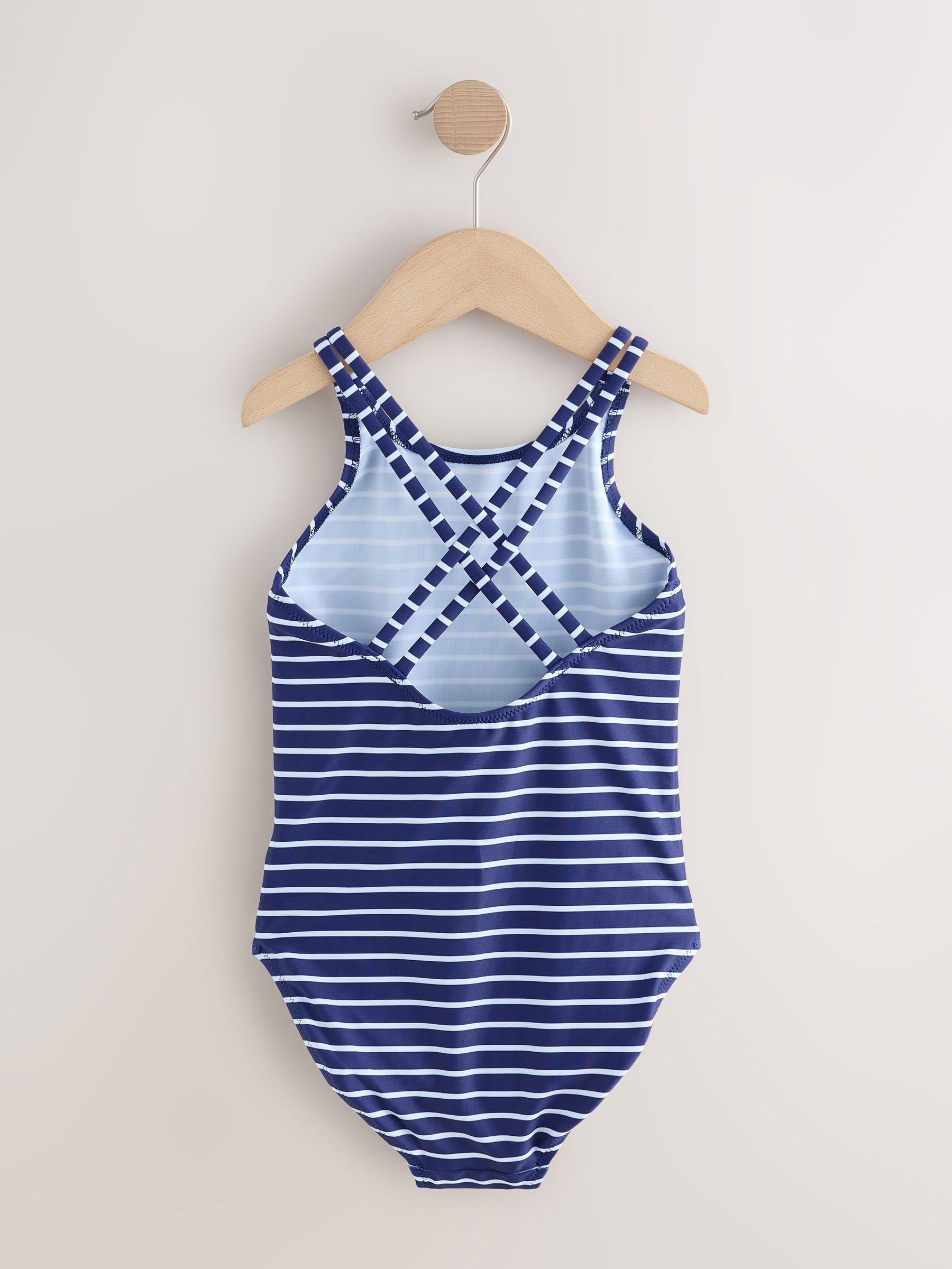 Navy Stripe Double Strap Swimsuit (3-16yrs) image 6