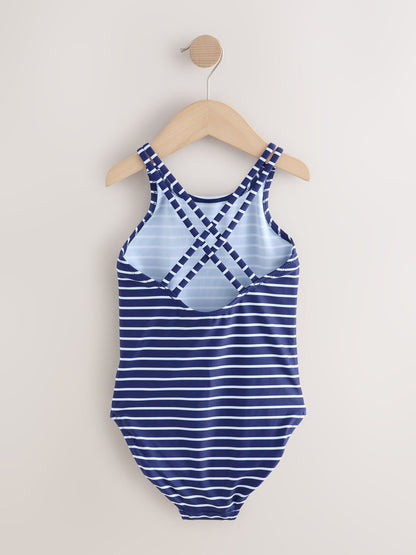 Navy Stripe Double Strap Swimsuit (3-16yrs) image 6