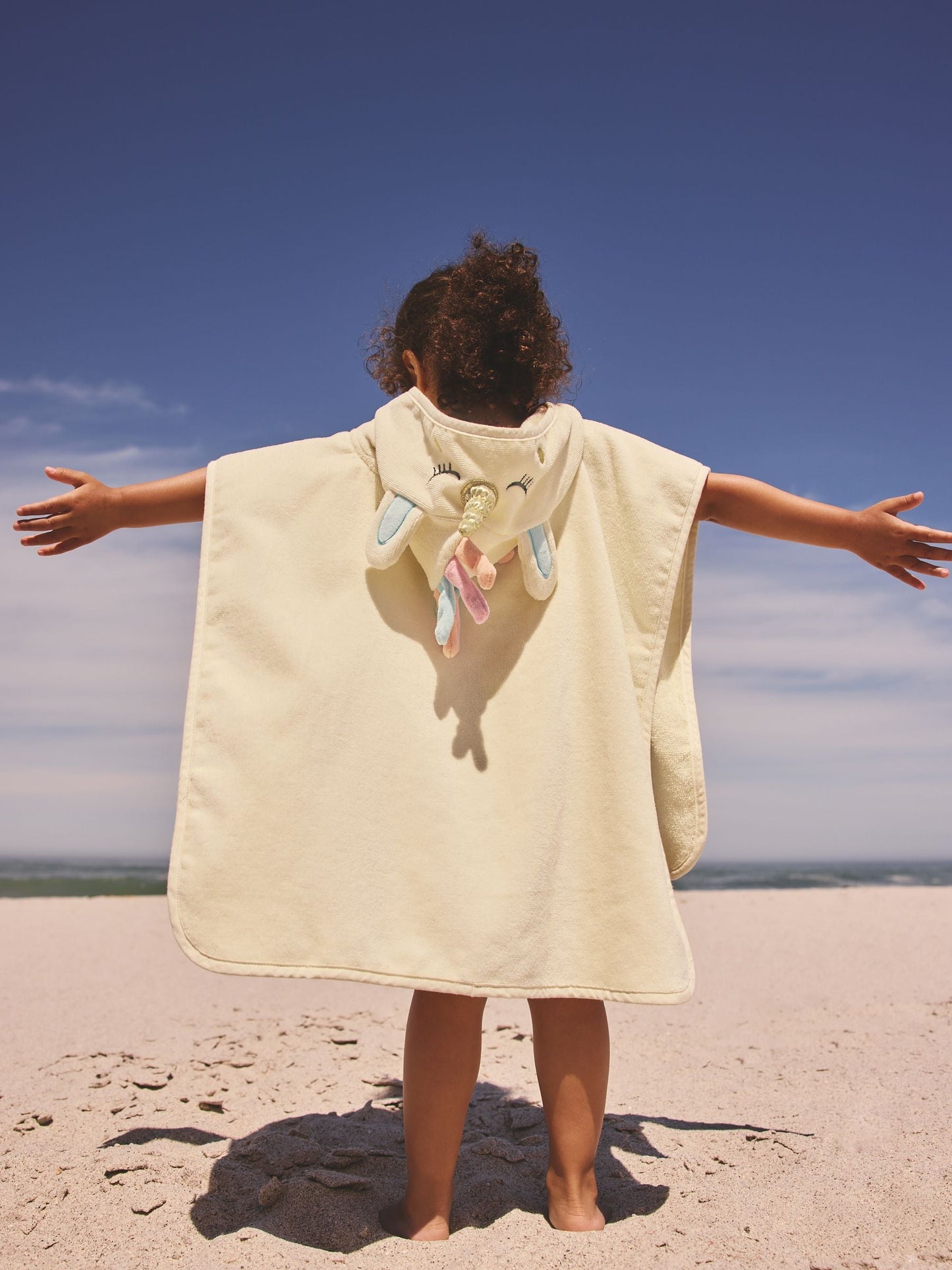 Ecru White Unicorn Towelling Poncho (9mths-10yrs) image 2