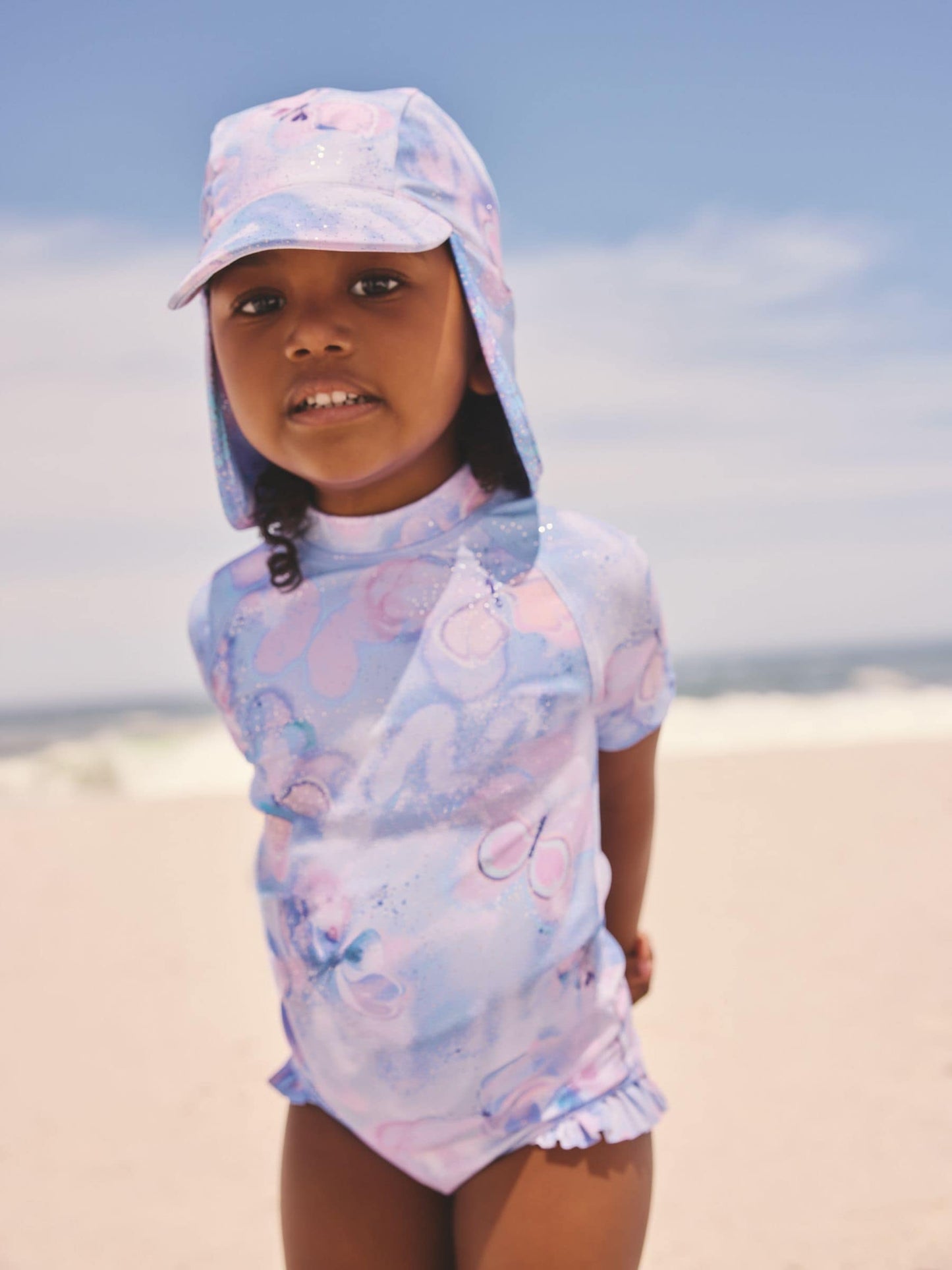 Lilac Purple Butterfly Foil Short Sleeved Sunsafe Swim Set (3mths-10yrs) image 3