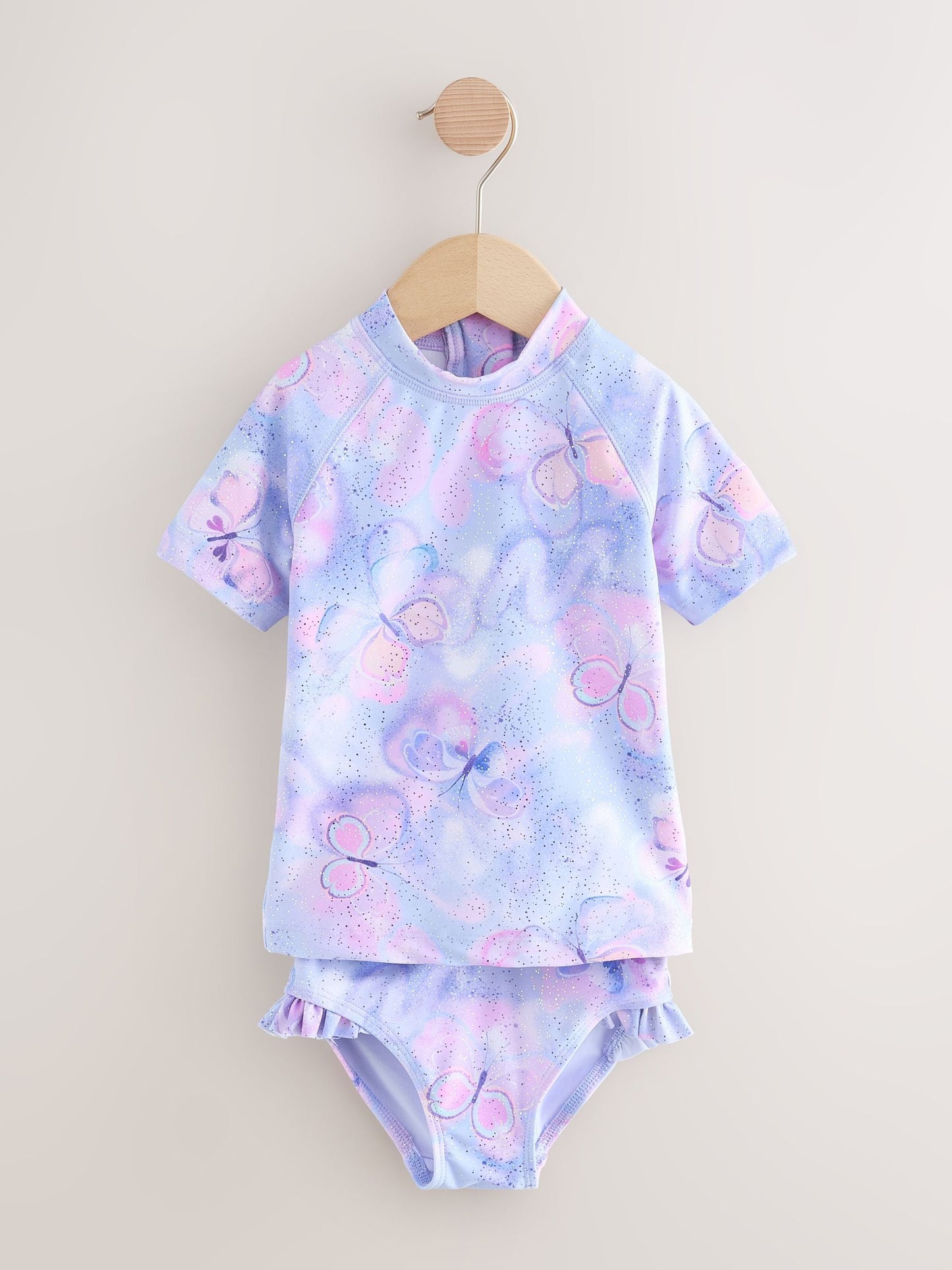 Lilac Purple Butterfly Foil Short Sleeved Sunsafe Swim Set (3mths-10yrs) image 5