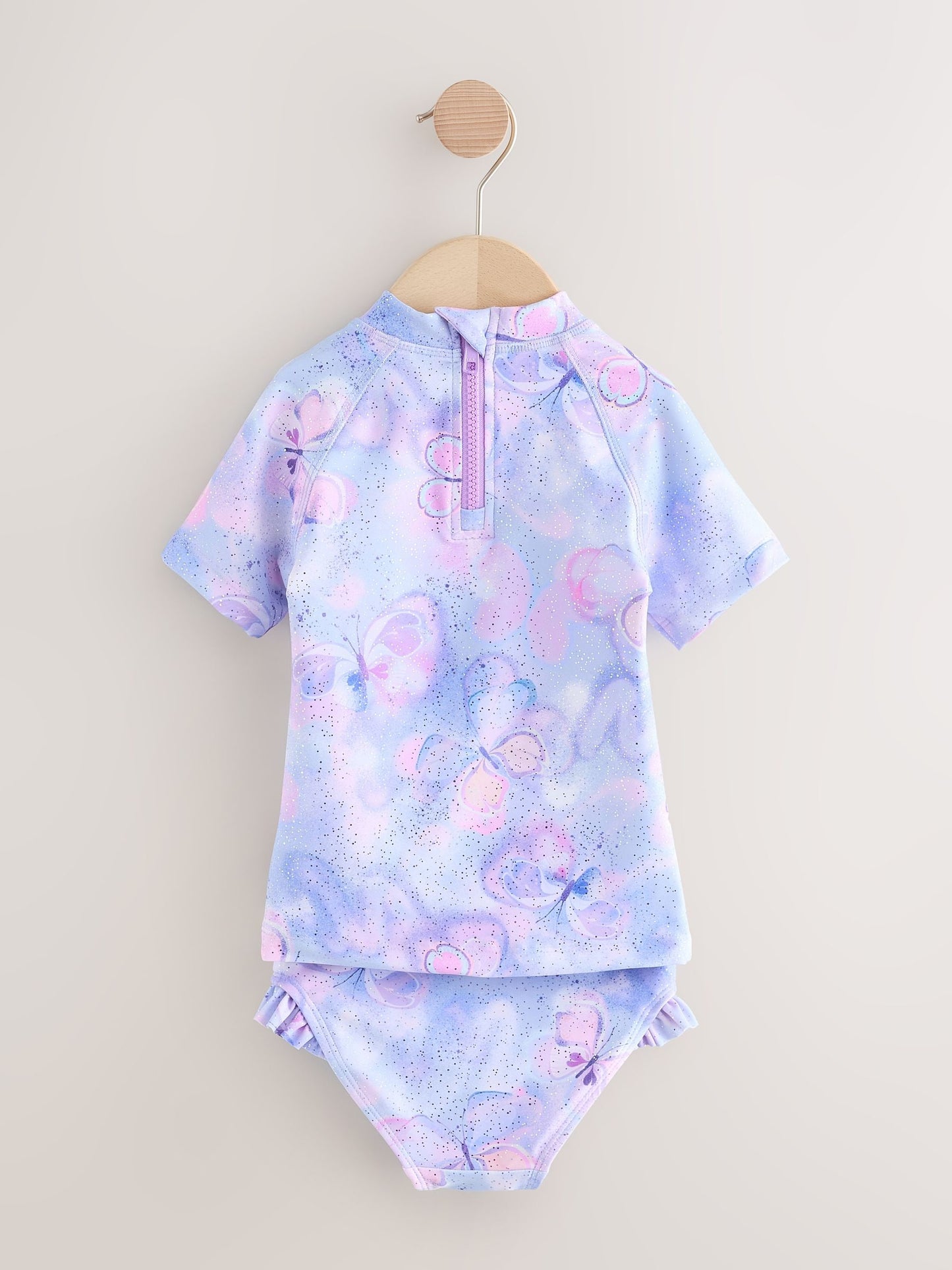 Lilac Purple Butterfly Foil Short Sleeved Sunsafe Swim Set (3mths-10yrs) image 6