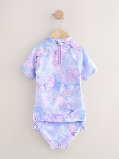 Lilac Purple Butterfly Foil Short Sleeved Sunsafe Swim Set (3mths-10yrs) image 6