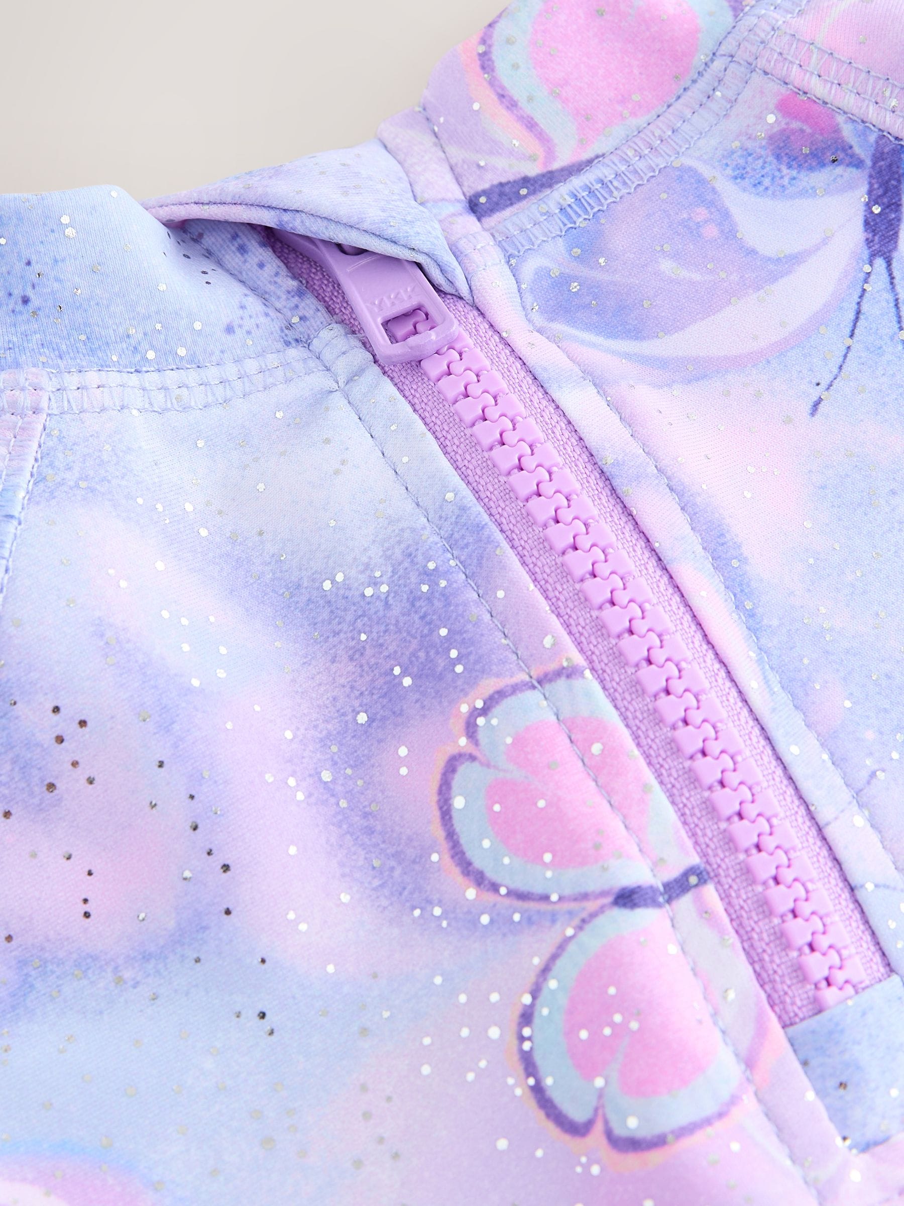 Lilac Purple Butterfly Foil Short Sleeved Sunsafe Swim Set (3mths-10yrs) image 7