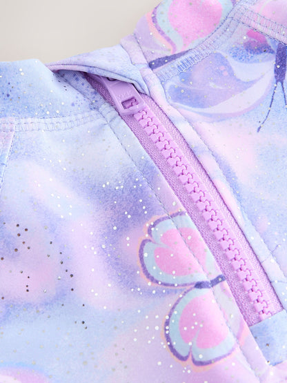 Lilac Purple Butterfly Foil Short Sleeved Sunsafe Swim Set (3mths-10yrs) image 7