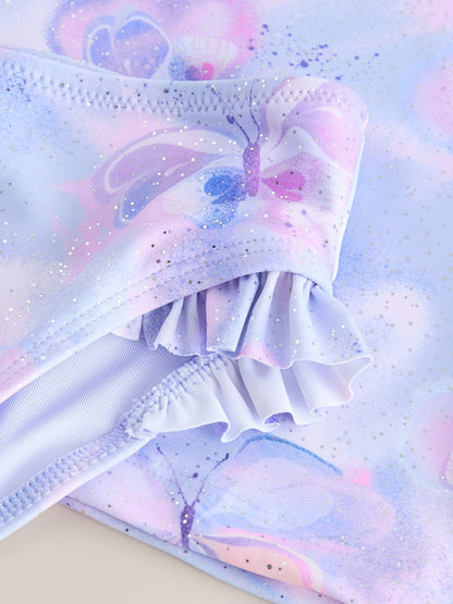 Lilac Purple Butterfly Foil Short Sleeved Sunsafe Swim Set (3mths-10yrs) image 8