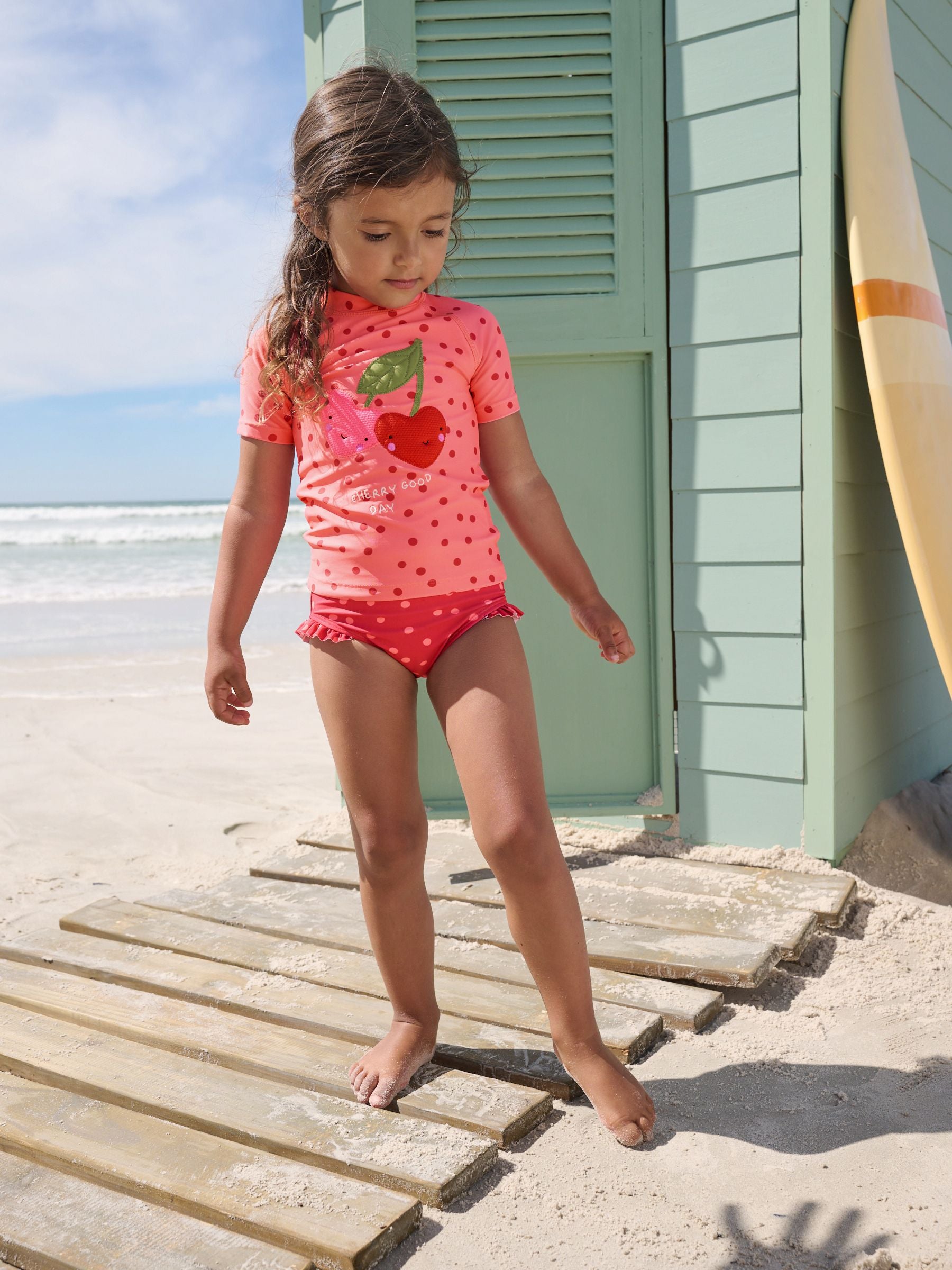 Pink/ Red Cherry Short Sleeved Sunsafe Swim Set (3mths-10yrs) image 2
