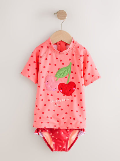 Pink/ Red Cherry Short Sleeved Sunsafe Swim Set (3mths-10yrs) image 5