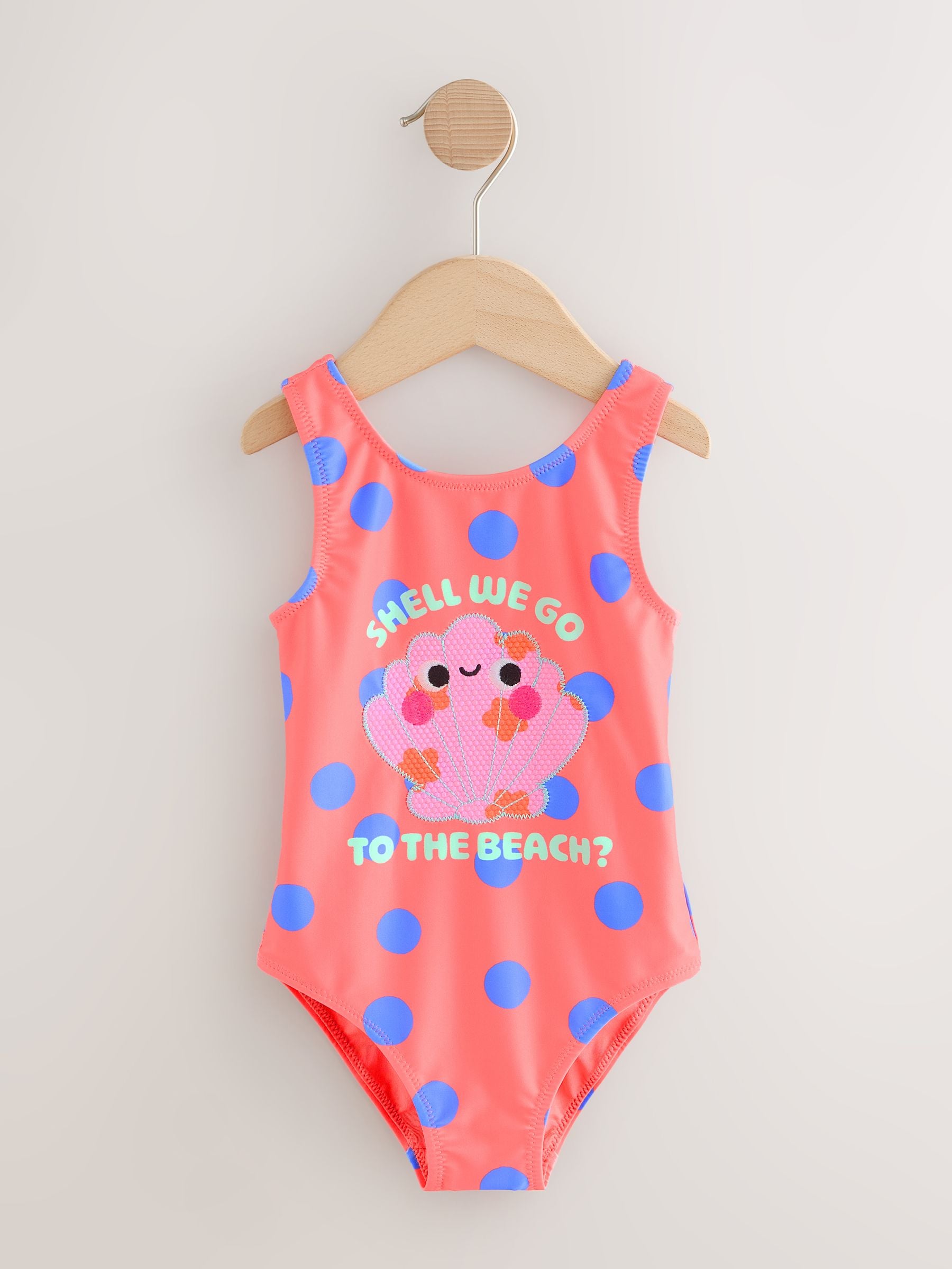Coral Pink Shell Polka Dot Swimsuit (3mths-10yrs) image 4