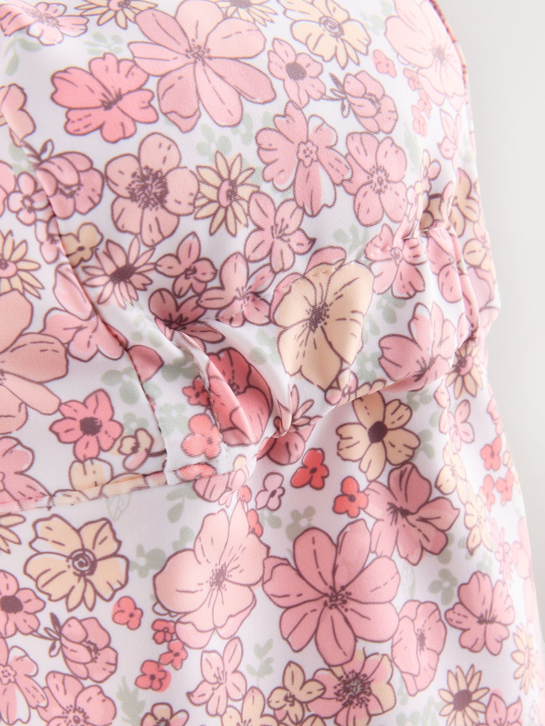 Coral Pink Ditsy Floral Print Swim Legionnaire Hat (3mths-10yrs) image 4