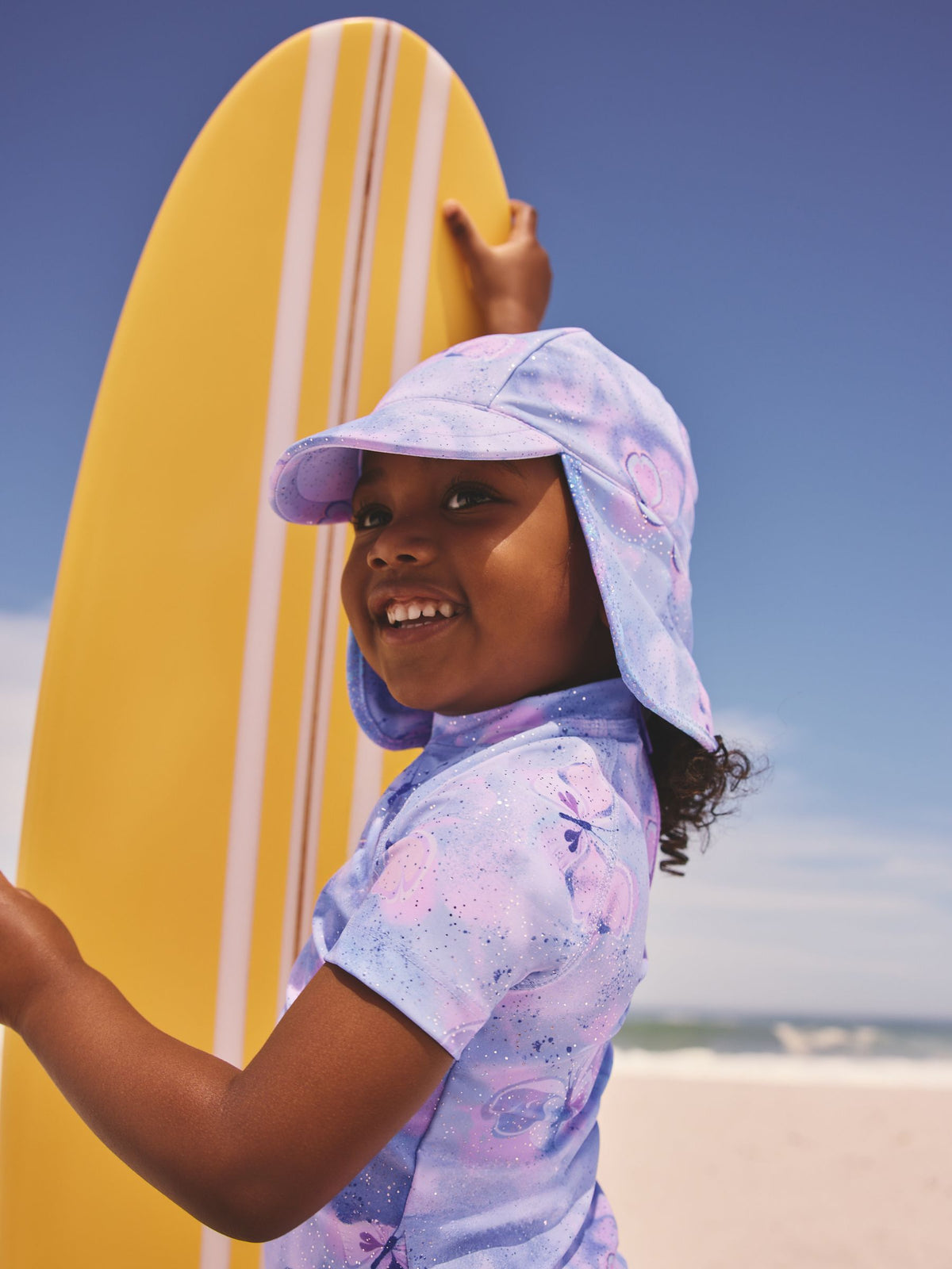 Lilac Purple Foil Butterfly Swim Legionnaire Hat (3mths-10yrs) image 2
