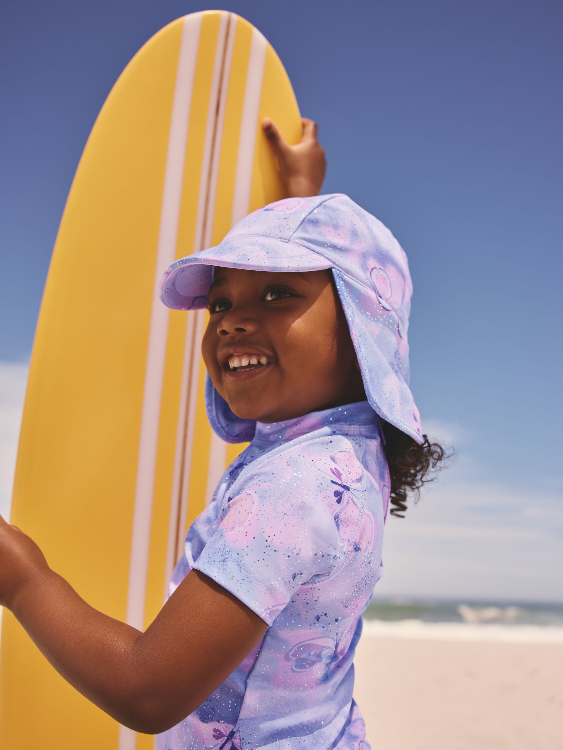 Lilac Purple Foil Butterfly Swim Legionnaire Hat (3mths-10yrs) image 2