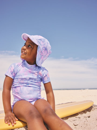 Lilac Purple Foil Butterfly Swim Legionnaire Hat (3mths-10yrs) image 1