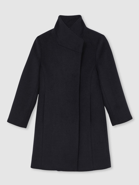 Reiss Navy Kia 3-9 yrs Wool-Blend Funnel-Neck Coat image 2