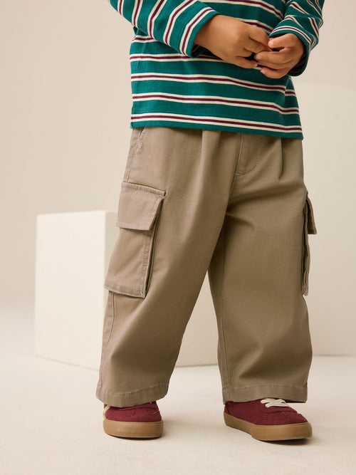 Tan Brown Loose Fit Cargo Trousers (3mths-7yrs) image 1
