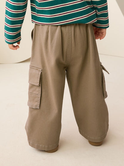 Tan Brown Loose Fit Cargo Trousers (3mths-7yrs) image 3