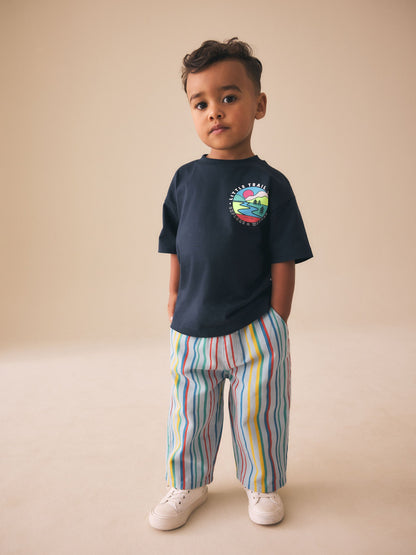 Multi Stripe Pull On Wide Trousers (3mths-7yrs) image 2