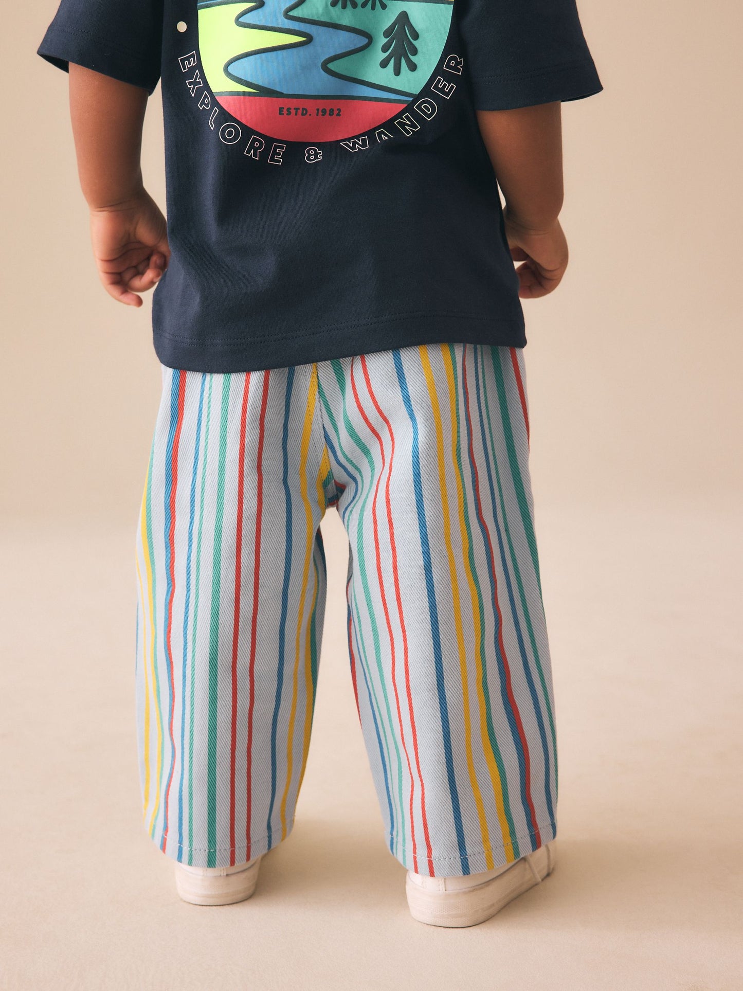 Multi Stripe Pull On Wide Trousers (3mths-7yrs) image 3