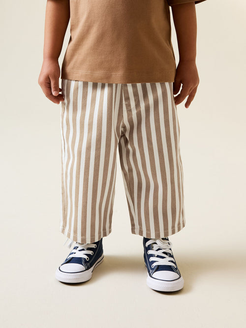 Tan/White Stripe Pull On Wide Trousers (3mths-7yrs) image 1