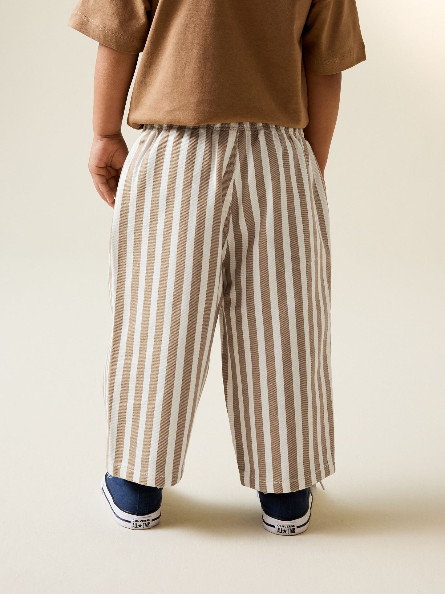 Tan/White Stripe Pull On Wide Trousers (3mths-7yrs) image 3