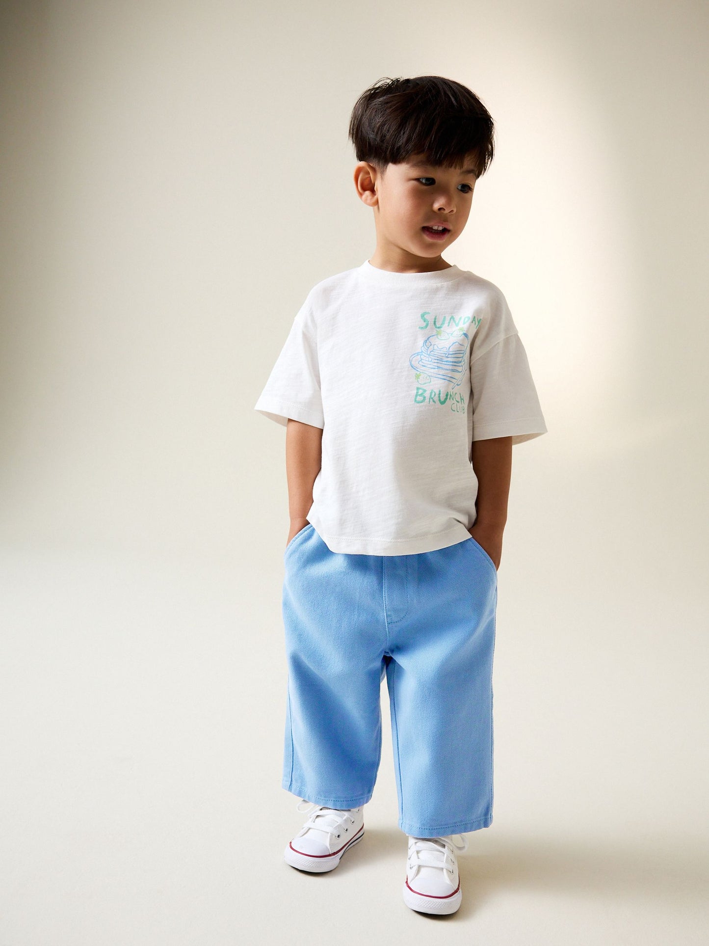 Blue Pull On Wide Trousers (3mths-7yrs) image 2