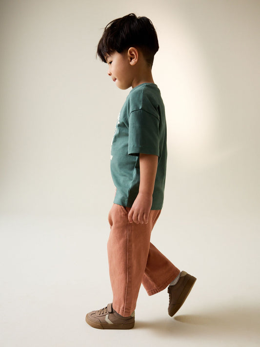 Rust Orange Pull On Wide Trousers (3mths-7yrs) image 2