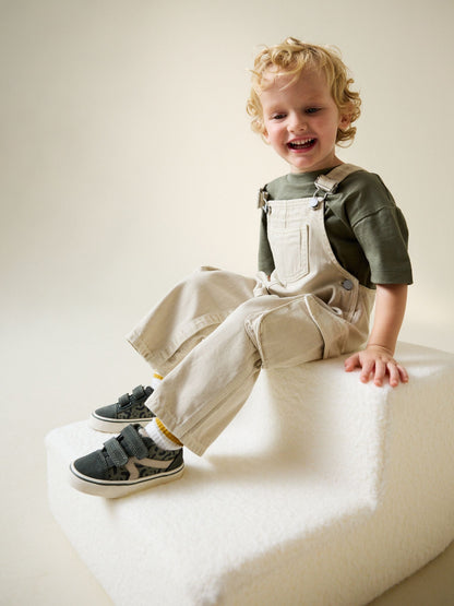 Ecru Twill Woven Cotton Cargo Dungarees (3mths-7yrs) image 2