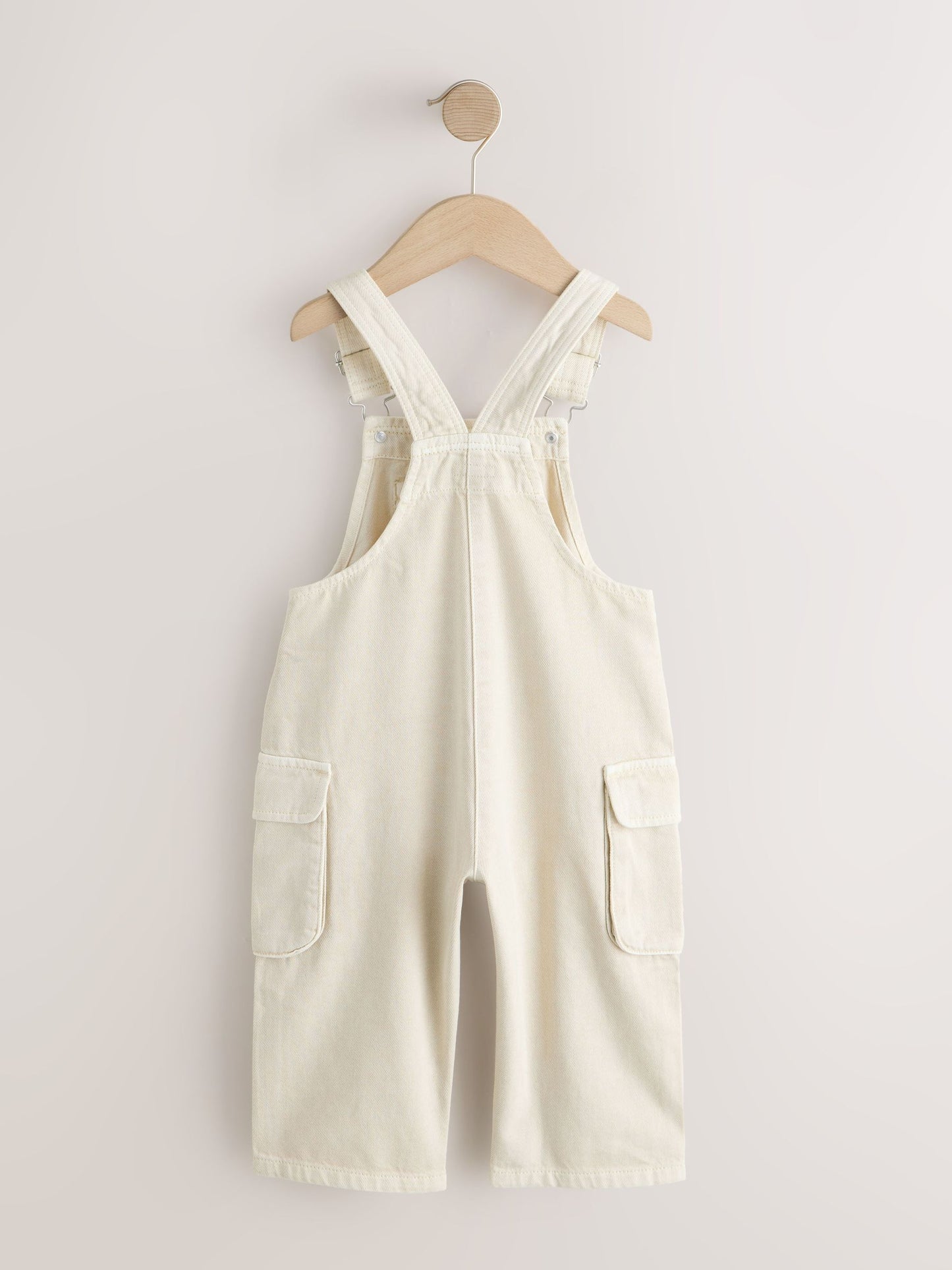Ecru Twill Woven Cotton Cargo Dungarees (3mths-7yrs) image 5