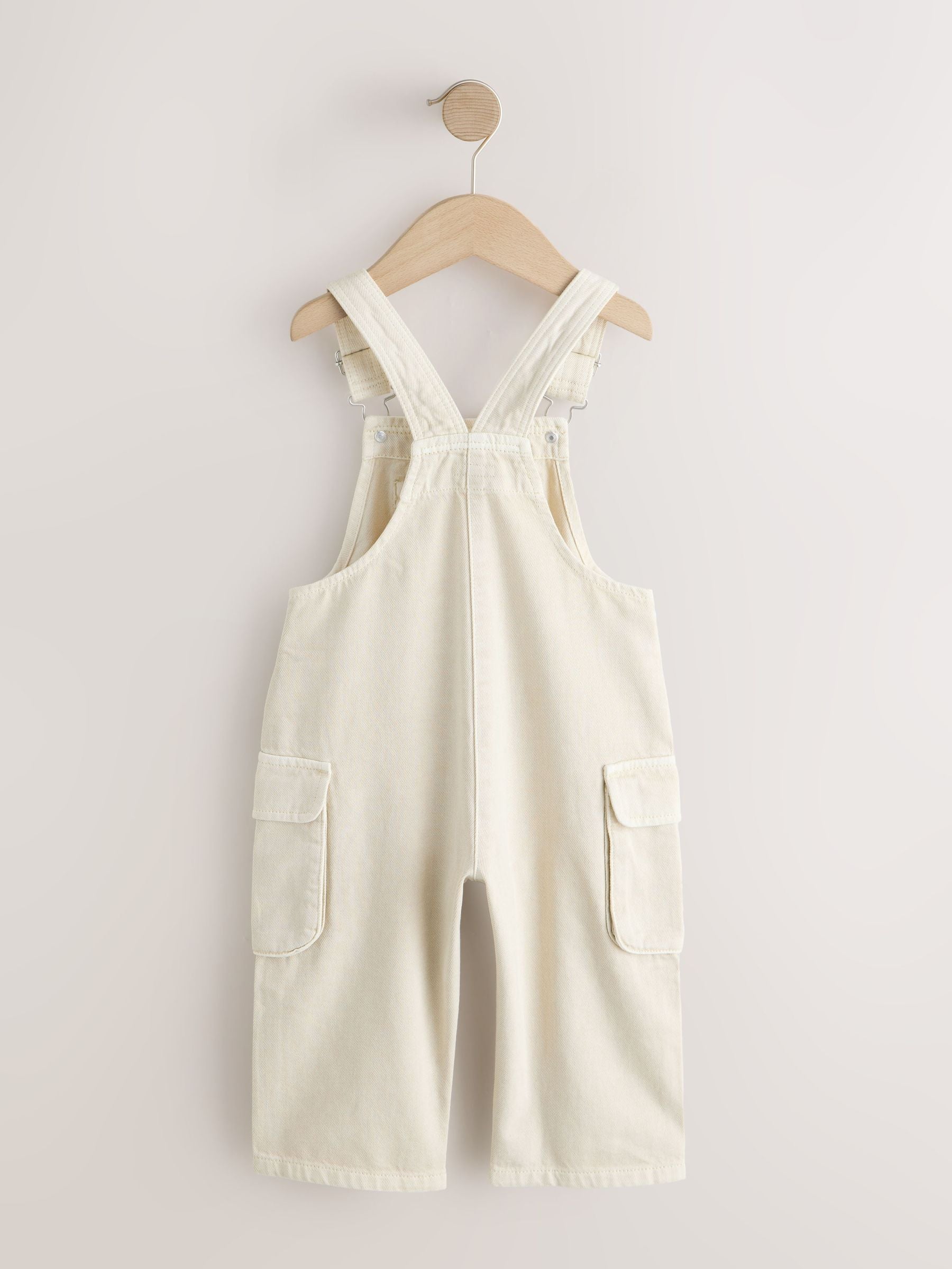Ecru Twill Woven Cotton Cargo Dungarees (3mths-7yrs) image 5
