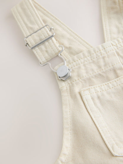 Ecru Twill Woven Cotton Cargo Dungarees (3mths-7yrs) image 6