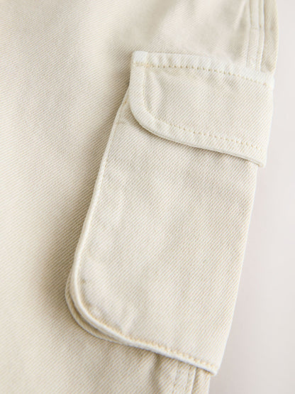 Ecru Twill Woven Cotton Cargo Dungarees (3mths-7yrs) image 7
