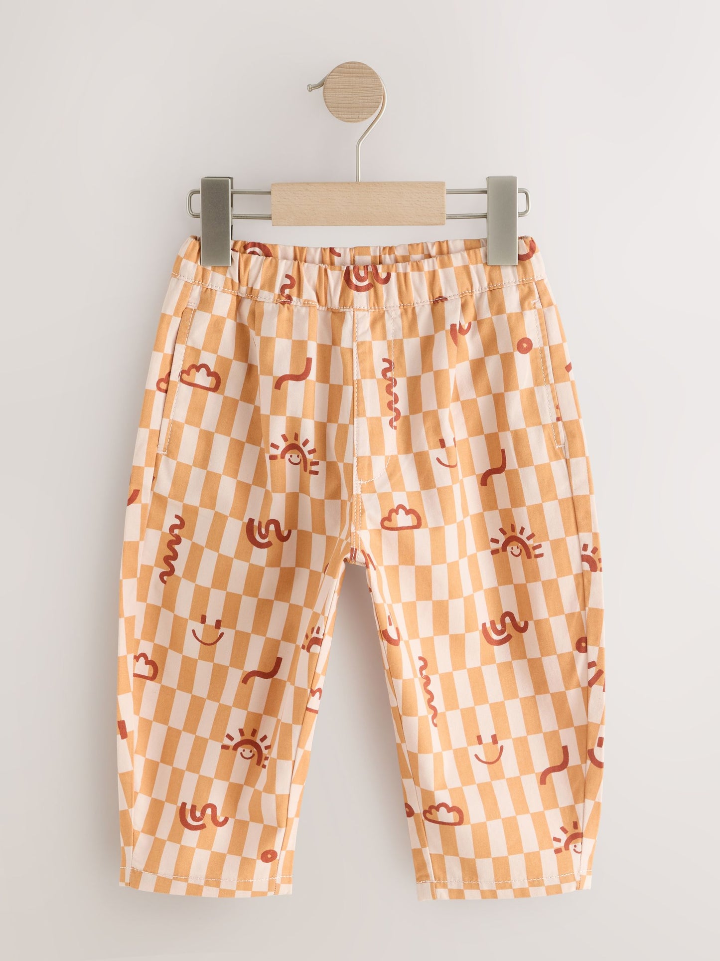 Orange Checkerboard Barrel Pull On Trousers (3mths-7yrs) image 4