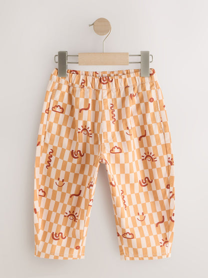 Orange Checkerboard Barrel Pull On Trousers (3mths-7yrs) image 4