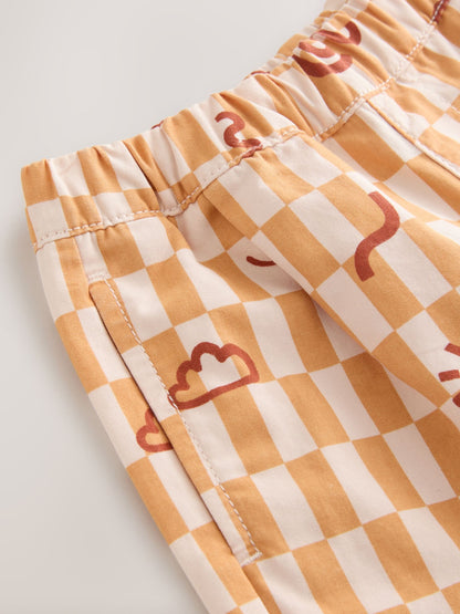 Orange Checkerboard Barrel Pull On Trousers (3mths-7yrs) image 7
