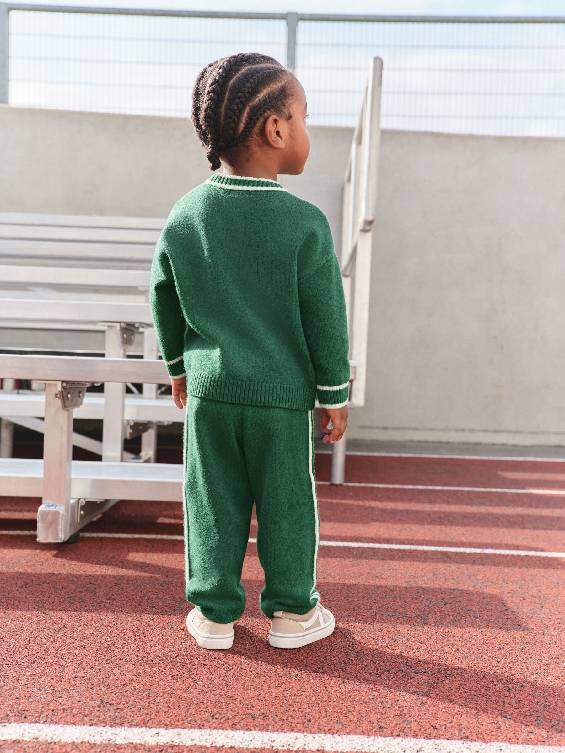 Dark Green NYC Knitted Crew Neck Jumper and Joggers Set (3mths-7yrs) image 3