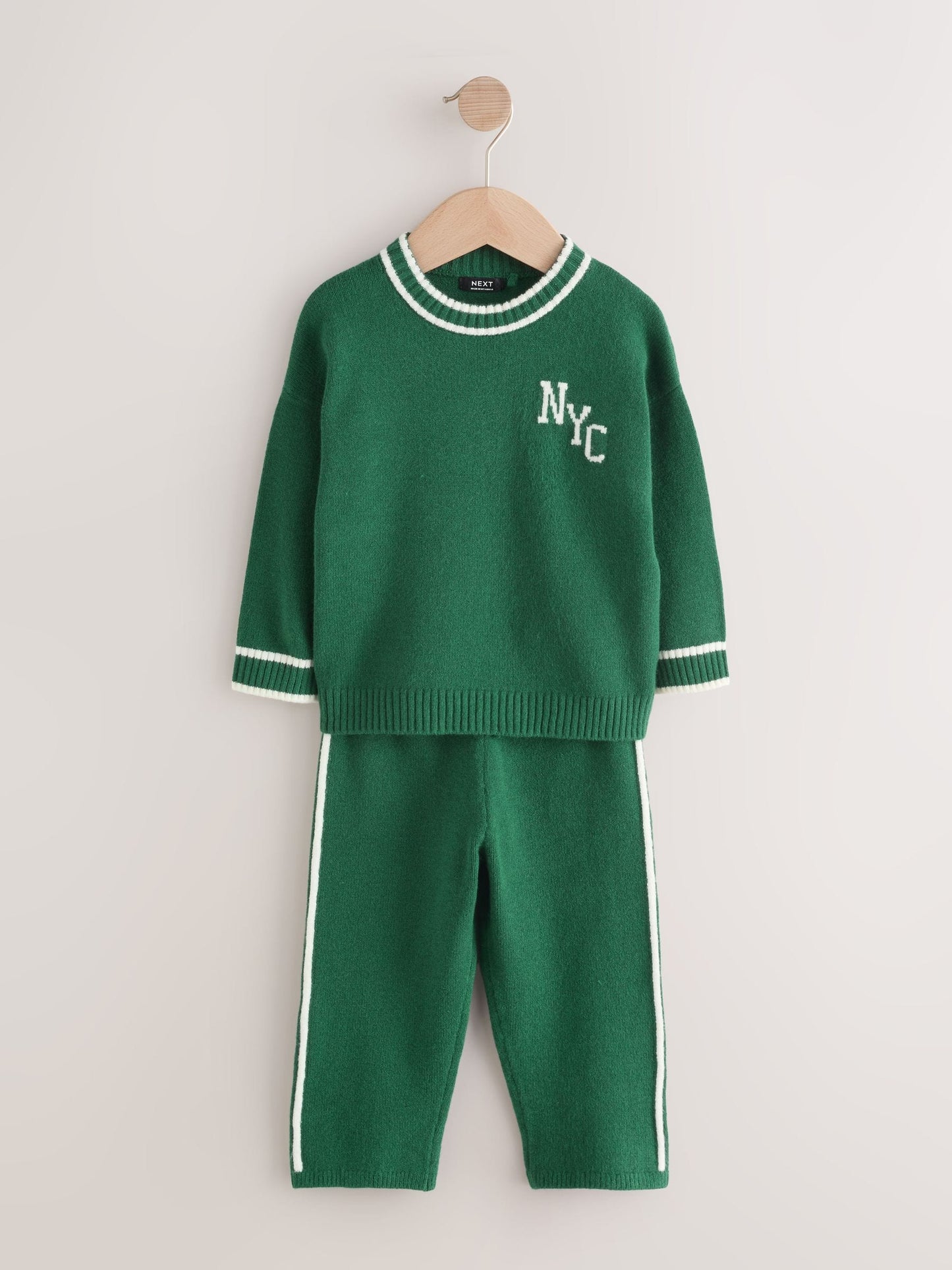 Dark Green NYC Knitted Crew Neck Jumper and Joggers Set (3mths-7yrs) image 4