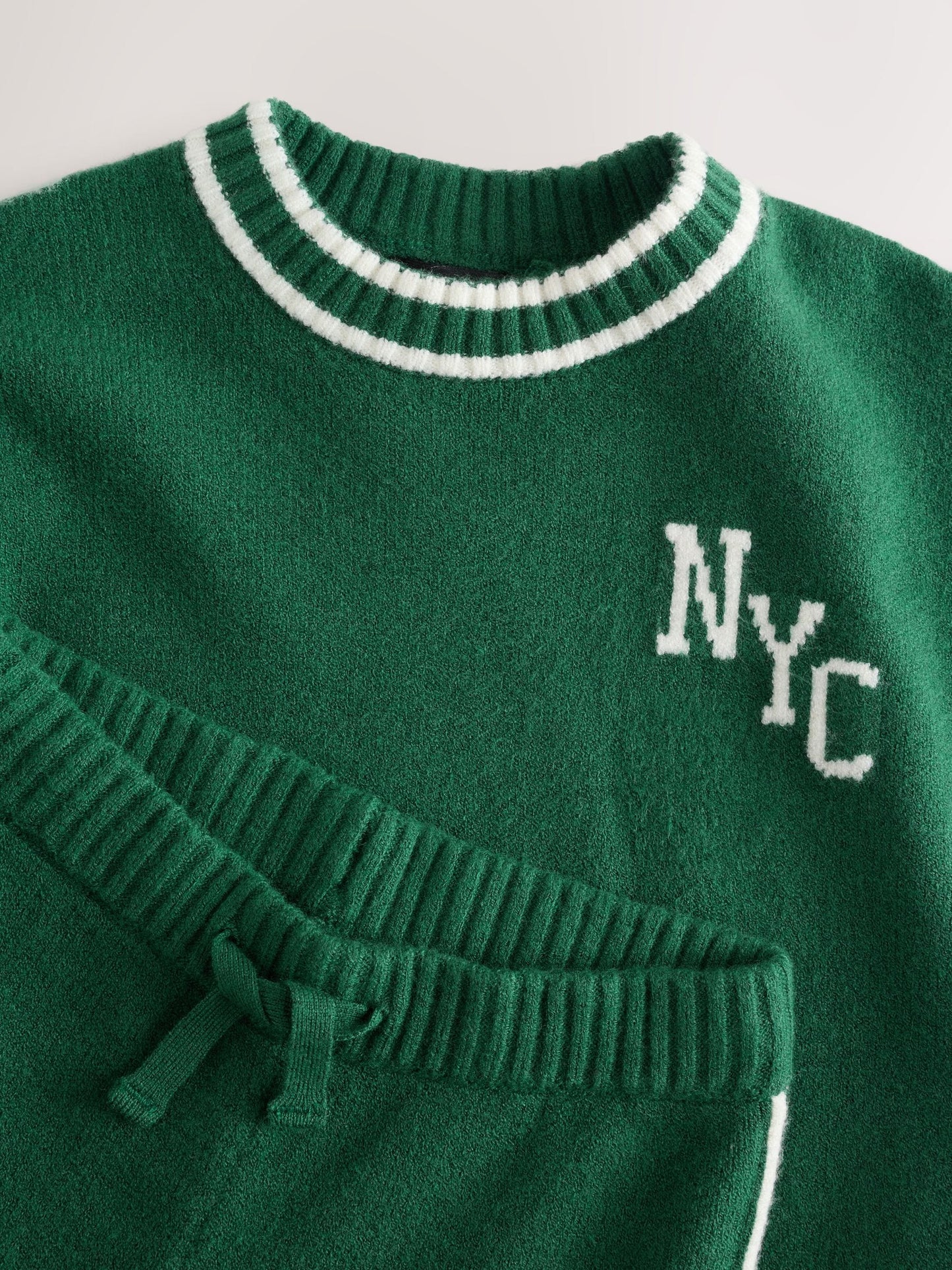 Dark Green NYC Knitted Crew Neck Jumper and Joggers Set (3mths-7yrs) image 7