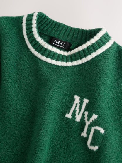 Dark Green NYC Knitted Crew Neck Jumper and Joggers Set (3mths-7yrs) image 8