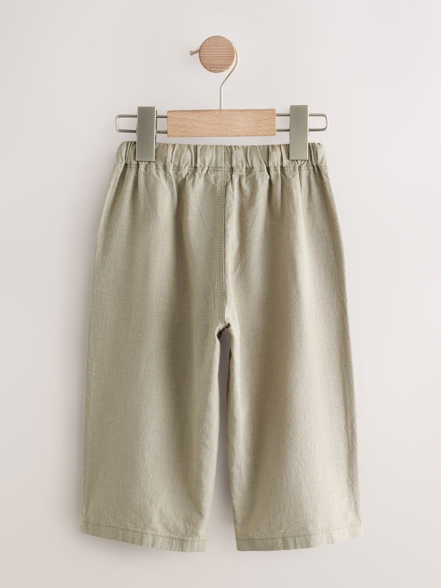 Sage Green Wide Fit Linen Blend Pull on Trousers (3mths-7yrs) image 6