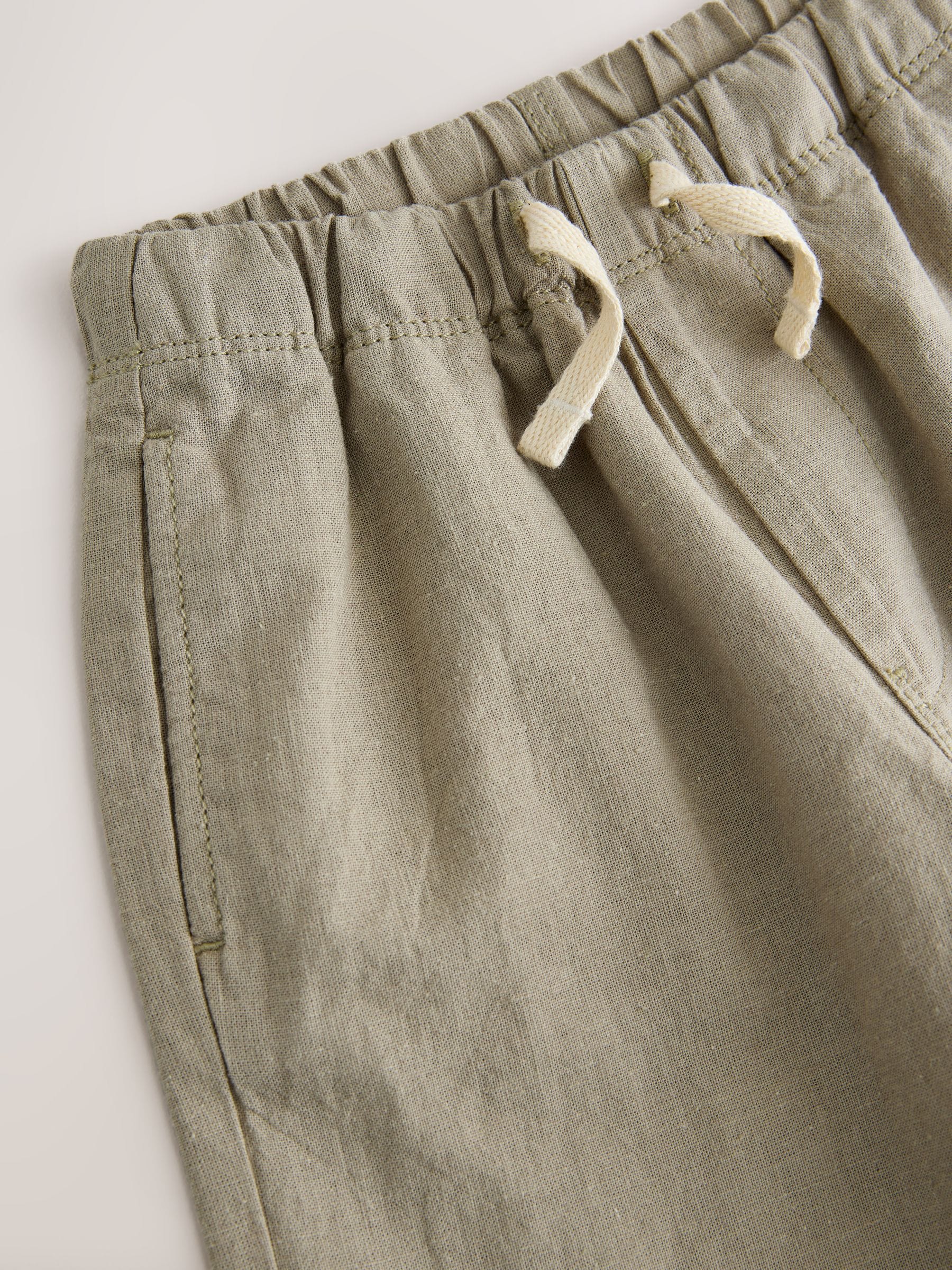 Sage Green Wide Fit Linen Blend Pull on Trousers (3mths-7yrs) image 8