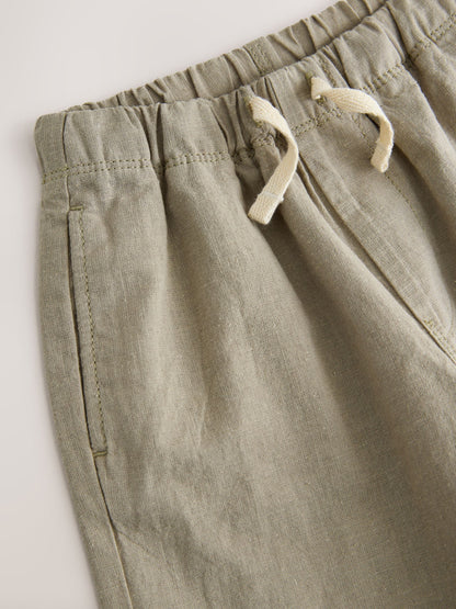Sage Green Wide Fit Linen Blend Pull on Trousers (3mths-7yrs) image 8