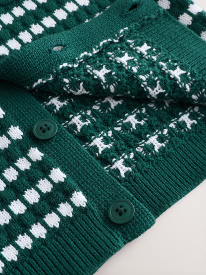 Green Textured Knitted Polo Shirt and Shorts Set (3mths-10yrs) image 10