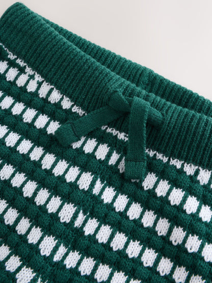 Green Textured Knitted Polo Shirt and Shorts Set (3mths-10yrs) image 12