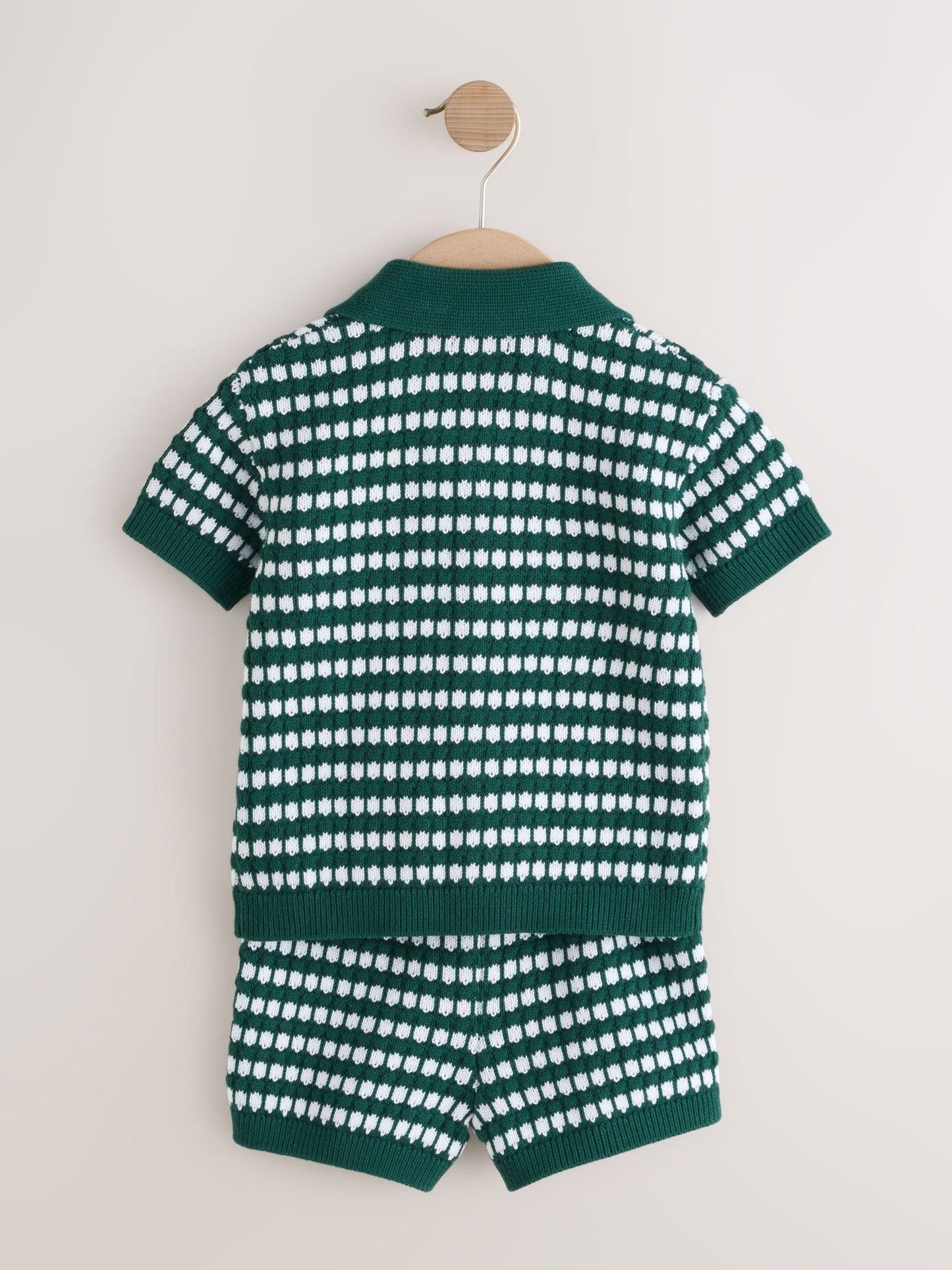 Green Textured Knitted Polo Shirt and Shorts Set (3mths-10yrs) image 7