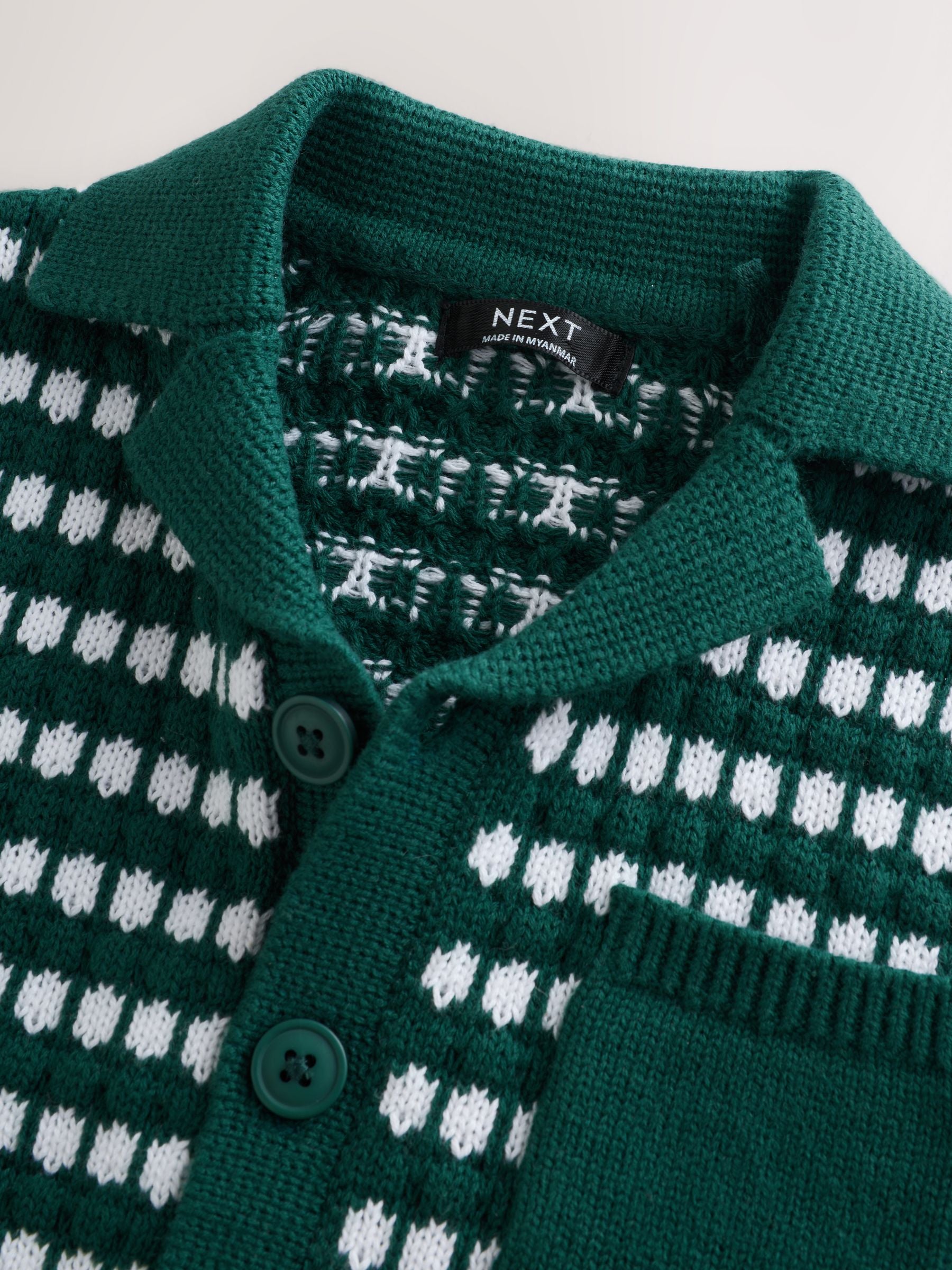 Green Textured Knitted Polo Shirt and Shorts Set (3mths-10yrs) image 9
