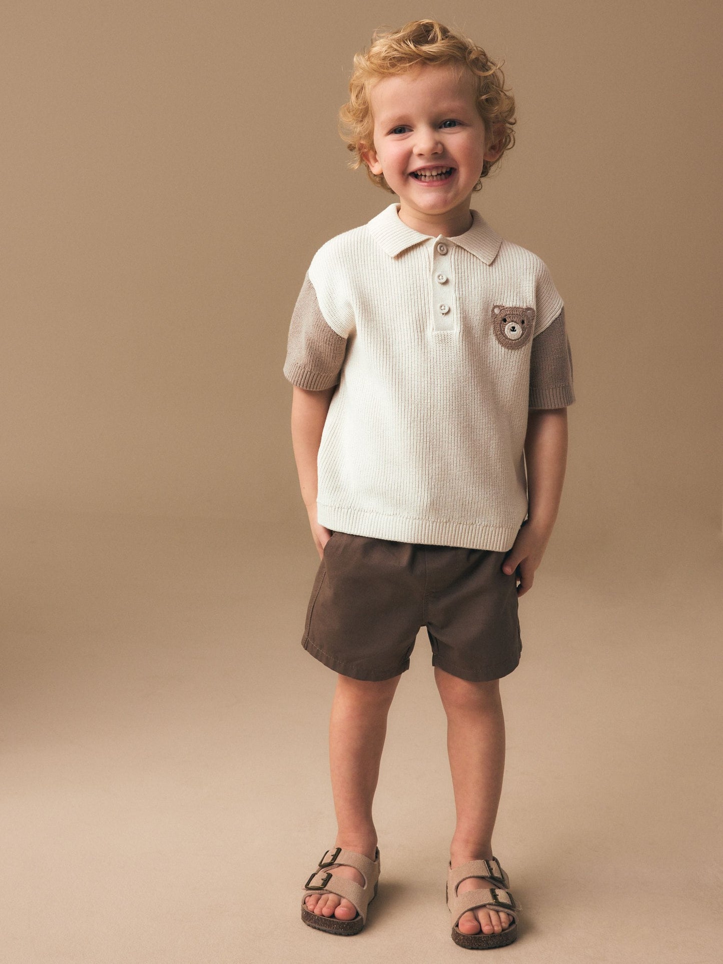 Dsiney Kidz - Neutral Bear Character Button Neck Knitted Polo Shirt (3mths-7yrs) image 2