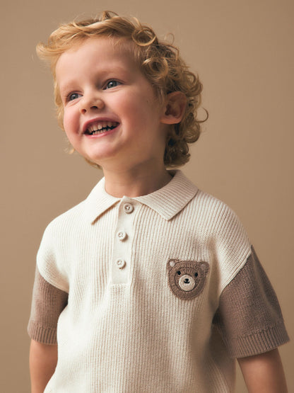 Dsiney Kidz - Neutral Bear Character Button Neck Knitted Polo Shirt (3mths-7yrs) image 4