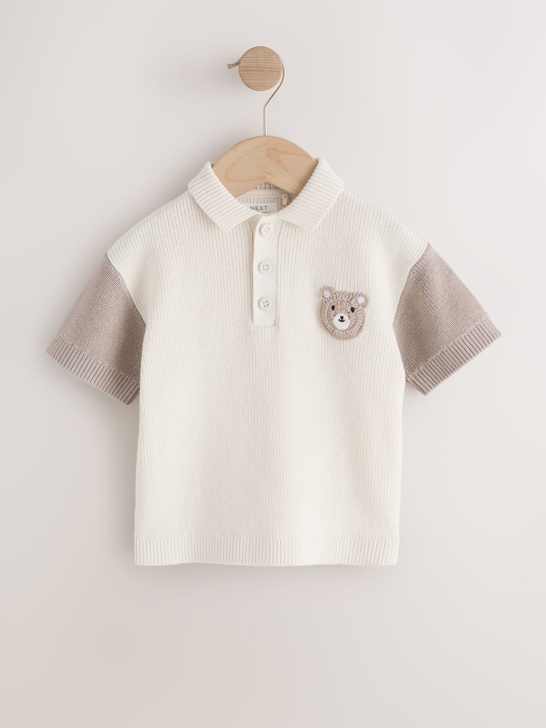 Dsiney Kidz - Neutral Bear Character Button Neck Knitted Polo Shirt (3mths-7yrs) image 5