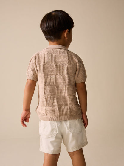 Dsiney Kidz - Neutral Safari Revere Collar Short Sleeve Knitted Polo Shirt (3mths-7yrs) image 3
